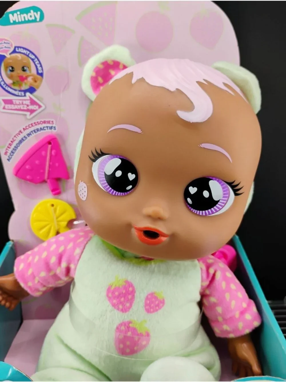 Cry Babies Interactive Doll Mindy Strawberry Outfit Light-Up Tears